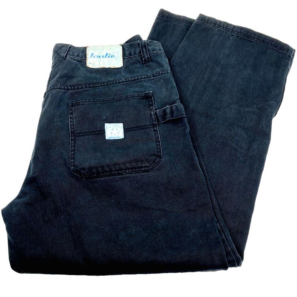 Jordin Vtg Y2K Carpenter Jeans Baggy Black 38 40 Skater Hip Hop Goth Street JNCO